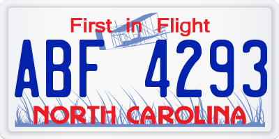 NC license plate ABF4293