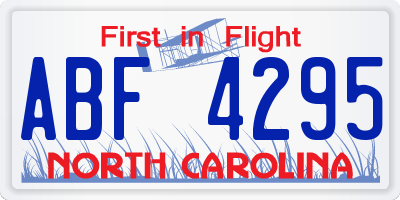 NC license plate ABF4295