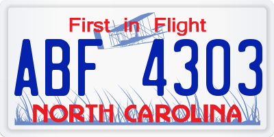 NC license plate ABF4303