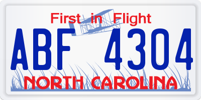 NC license plate ABF4304