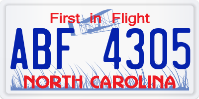 NC license plate ABF4305
