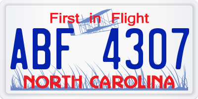 NC license plate ABF4307