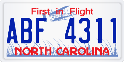 NC license plate ABF4311