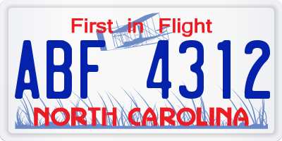 NC license plate ABF4312