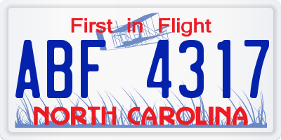 NC license plate ABF4317