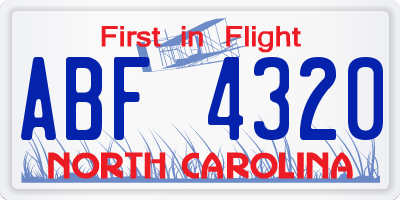 NC license plate ABF4320
