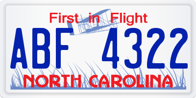 NC license plate ABF4322