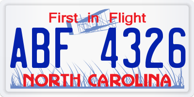 NC license plate ABF4326