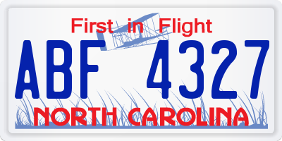 NC license plate ABF4327