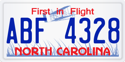 NC license plate ABF4328