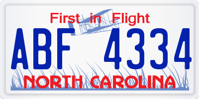 NC license plate ABF4334