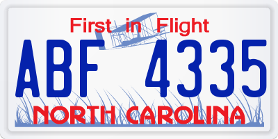 NC license plate ABF4335