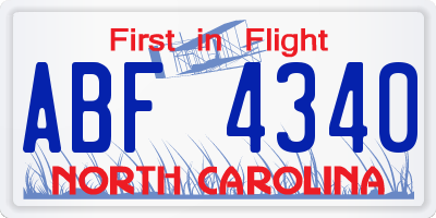 NC license plate ABF4340