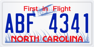 NC license plate ABF4341