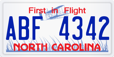 NC license plate ABF4342