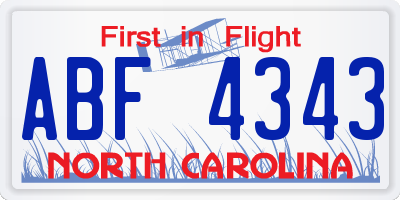 NC license plate ABF4343