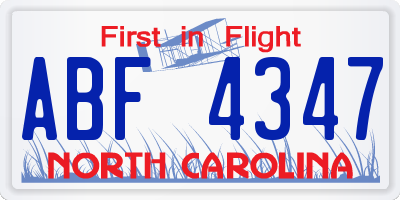 NC license plate ABF4347