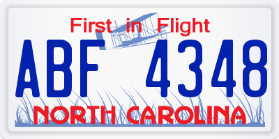NC license plate ABF4348