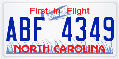 NC license plate ABF4349