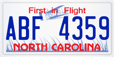 NC license plate ABF4359