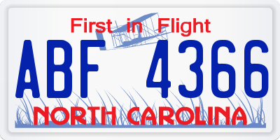 NC license plate ABF4366