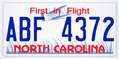 NC license plate ABF4372