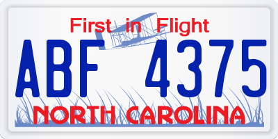 NC license plate ABF4375
