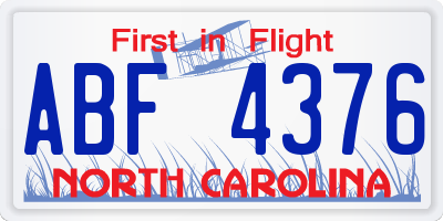 NC license plate ABF4376
