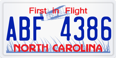 NC license plate ABF4386