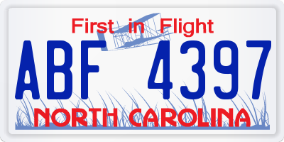 NC license plate ABF4397