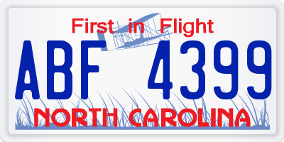 NC license plate ABF4399