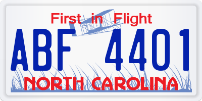 NC license plate ABF4401