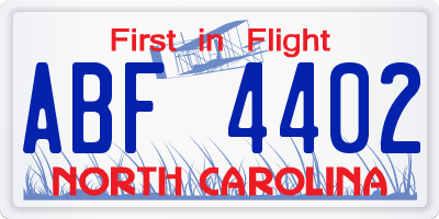 NC license plate ABF4402