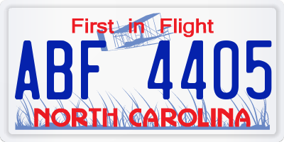 NC license plate ABF4405