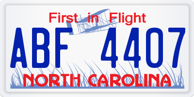 NC license plate ABF4407