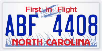 NC license plate ABF4408