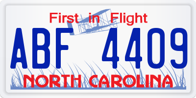 NC license plate ABF4409