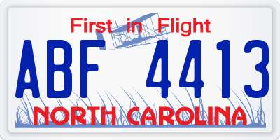 NC license plate ABF4413