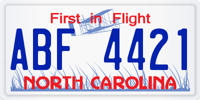 NC license plate ABF4421