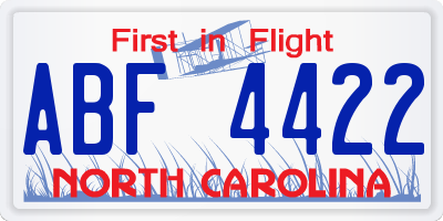 NC license plate ABF4422