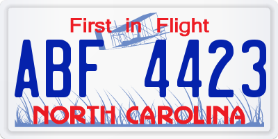 NC license plate ABF4423