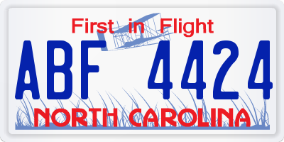 NC license plate ABF4424
