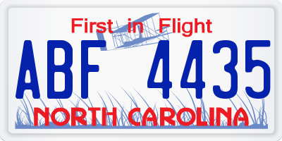 NC license plate ABF4435