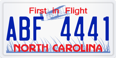 NC license plate ABF4441