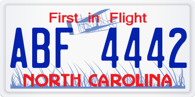 NC license plate ABF4442