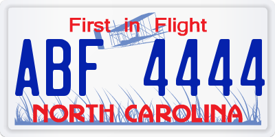 NC license plate ABF4444