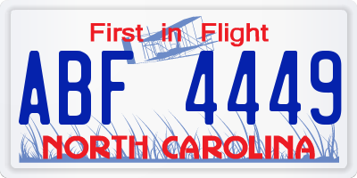 NC license plate ABF4449