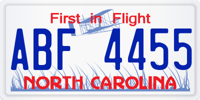NC license plate ABF4455