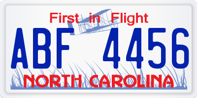 NC license plate ABF4456
