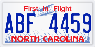 NC license plate ABF4459